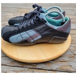Vintage Diesel Auriga Driving Shoes Mens 10.5 US Moto Black Blue Leather Low Top